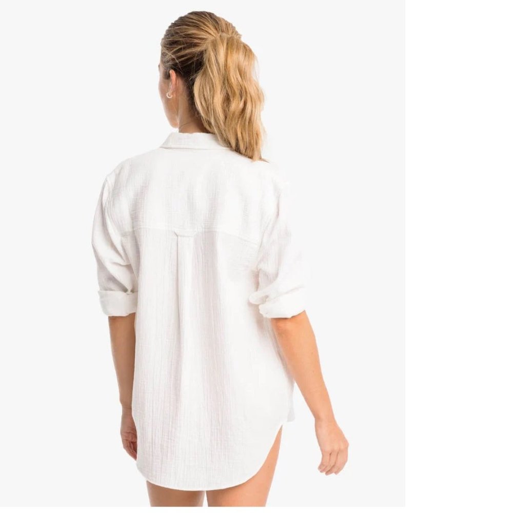 Southern Tide Women's Niki Texture Shirt - Classic White - Picture 2 of 11